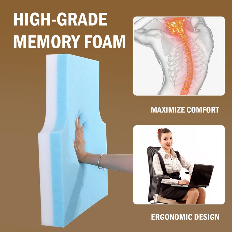 HOMBYS Sherpa Fleece Lumbar Support Pillow with Headrest for Recliner,Memory Foam Recliner Chair Cushion for Back Pain,Big High Back Support for Recliner with Chair Headrest for Elderly (Grey) - Image 5