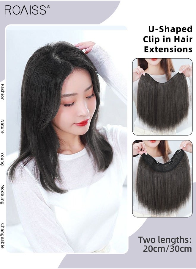 roaiss U Shaped Clip in Hair Extensions One Piece Short Straight