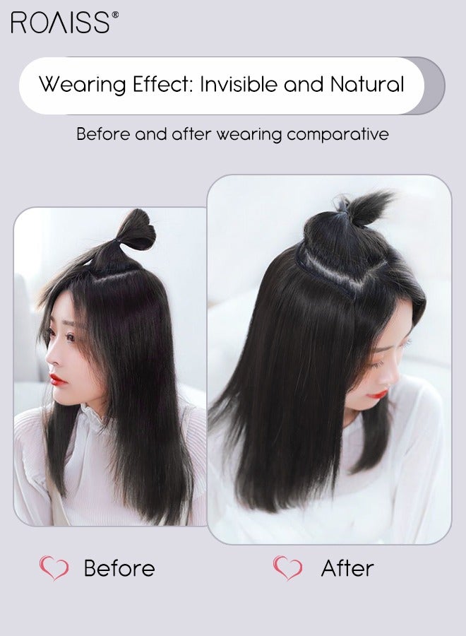رويس وصلات شعر بمشبك على شكل حرف U، وسادة شعر قصيرة مفرودة من قطعة واحدة مع 4 مشابك، قطعة شعر صناعية منفوشة مقاومة للحرارة للشعر الرقيق وتساقط الشعر للنساء والفتيات - Image 5