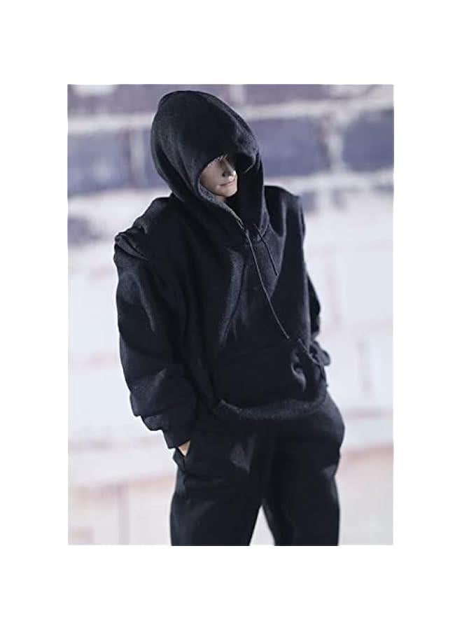 1/6 Scale Figure Doll Clothes, Hoodie+Pants Costume for 12 inch Male Action Figure Phicen/TBLeague MYF13-Black - Image 1