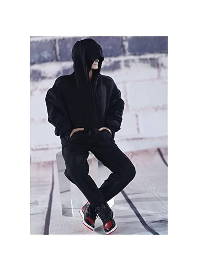 1/6 Scale Figure Doll Clothes, Hoodie+Pants Costume for 12 inch Male Action Figure Phicen/TBLeague MYF13-Black - Image 3