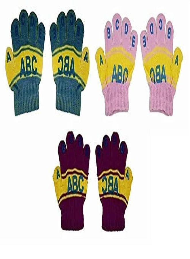 EKAN Set Of 3 Infant Baby Winter Warm Multicolor Knitted Gloves Mittens With String (1-3 Years) - Image 1