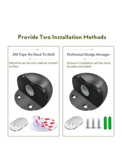 Y&D Magnetic Door Stops Floor Mounted, Grey Oval Strong Self Adhesive Stopper Stainless Steel Holder Soft Close Magnet Heavy Duty Black Rubber (2 Pack)  - Image 4