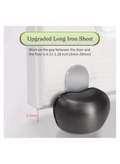 Y&D Magnetic Door Stops Floor Mounted, Grey Oval Strong Self Adhesive Stopper Stainless Steel Holder Soft Close Magnet Heavy Duty Black Rubber (2 Pack)  - Image 3