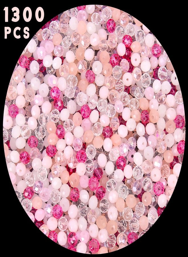 AUREHEN 1300pcs 6mm Faceted Crystal Glass Beads, Briolette Rondelle Spacer Beads with Container for Jewelry Making, DIY Bracelets, Earrings, Necklaces, Hair Clips, Bags & Keychains (Pink Shades) - Image 3