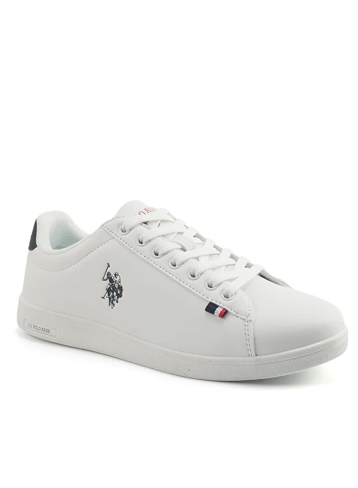 U.S. Polo Assn. Women's White Sneakers with Navy Contrast – Bold Lace-Up Style for Striking Everyday Look