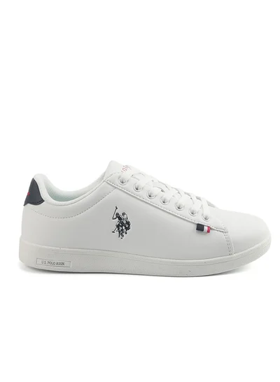 U.S. Polo Assn. Women's White Sneakers with Navy Contrast – Bold Lace-Up Style for Striking Everyday Look