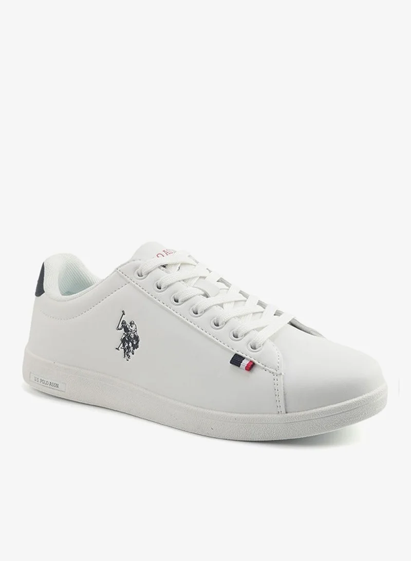 U.S. Polo Assn. Women's White Sneakers with Navy Contrast Shoes - Bold Lace-Up Style for Striking Everyday Look Shoes