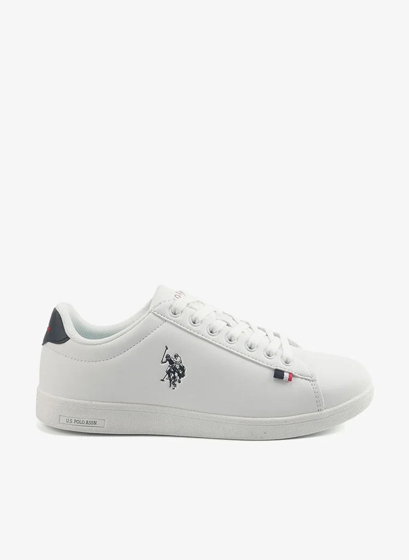 Women's White Sneakers with Navy Contrast Shoes - Bold Lace-Up Style for Striking Everyday Look Shoes