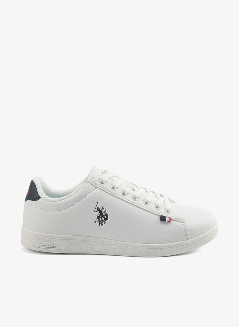 U.S. Polo Assn. Women's White Sneakers with Navy Contrast Shoes - Bold Lace-Up Style for Striking Everyday Look Shoes - Image 1