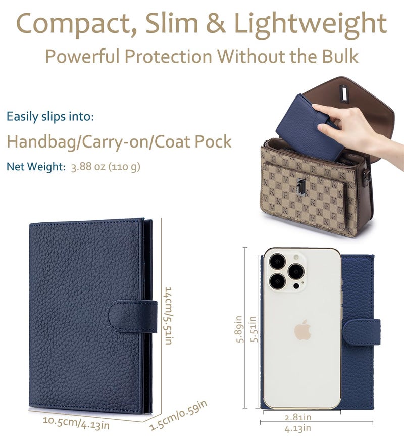 LnxLtw RFID Leather Passport Holder for Travel Women & Men â€“ Slim Passport Wallet for Womens with Card Slots, Zippered Coins Pocket and Cash Holder Mother's Day Gift (Sapphire Blue) - Image 5