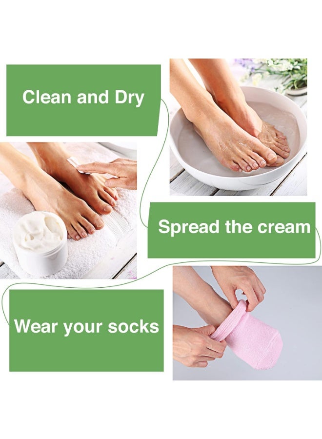Meetion زوج من جورب جل سبا مرطب من القطن والسيليكون لترطيب وتنعيم وإصلاح البشرة المتشققة أداة للعناية بالقدمين الجافة علاج ترطيب البشرة بجوارب سيليكون مشبعة بالفيتامينات والزيوت الأساسية (وردي) - Image 4