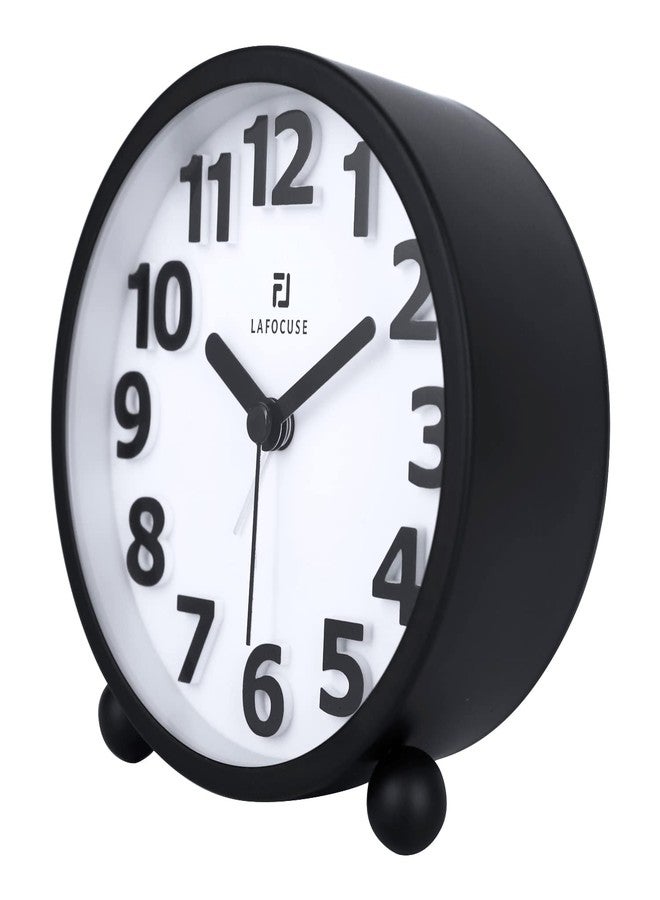 Lafocuse Metal Large 3D Numerals Easy to Read Analog Alarm Clock for Heavy Sleepers with Night Light and Snooze Function, Silent Black Bedside Clock for Bedroom Desk Shelf Table, 4 Inch - Image 3