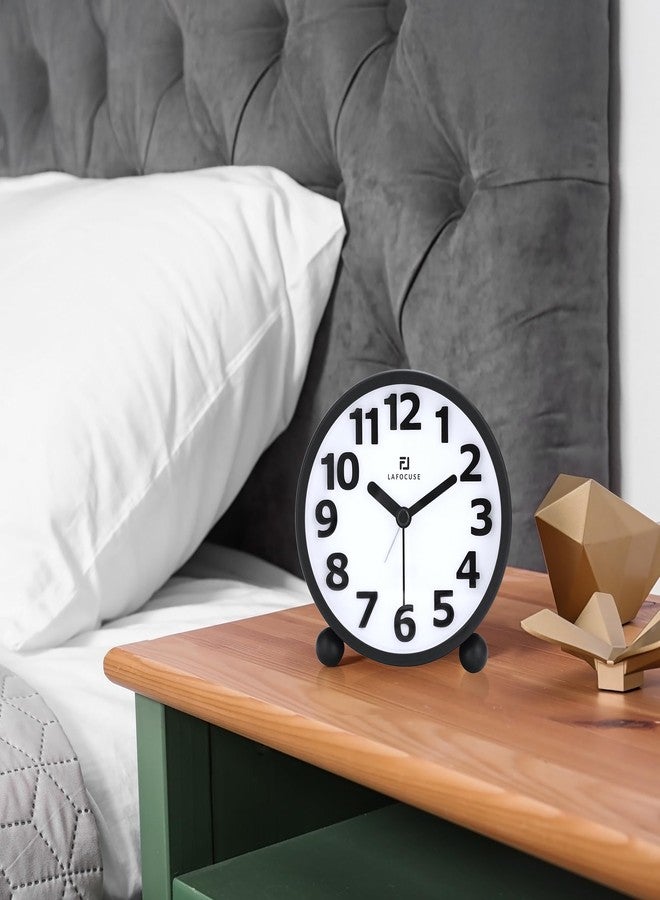 Lafocuse Metal Large 3D Numerals Easy to Read Analog Alarm Clock for Heavy Sleepers with Night Light and Snooze Function, Silent Black Bedside Clock for Bedroom Desk Shelf Table, 4 Inch - Image 4