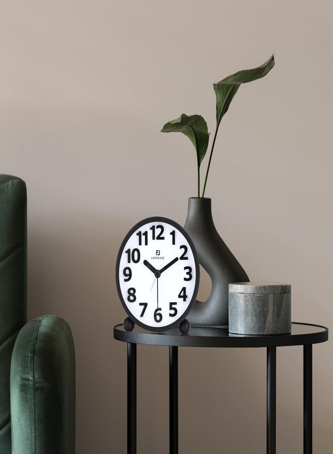 Lafocuse Metal Large 3D Numerals Easy to Read Analog Alarm Clock for Heavy Sleepers with Night Light and Snooze Function, Silent Black Bedside Clock for Bedroom Desk Shelf Table, 4 Inch - Image 5