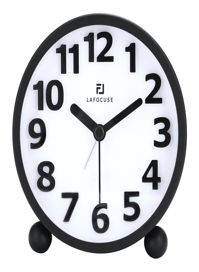 Lafocuse Metal Large 3D Numerals Easy to Read Analog Alarm Clock for Heavy Sleepers with Night Light and Snooze Function, Silent Black Bedside Clock for Bedroom Desk Shelf Table, 4 Inch - Image 1