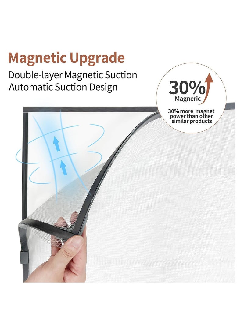 KASTWAVE Magnetic Window Screen, SYOSI DIY Window Screen Anti Mosquito Mesh Window Screens for House Windows Magnetic Screen Window Adjustable Net Fiberglass Fine Screen with Grey Mesh (39''x59'' - Image 2