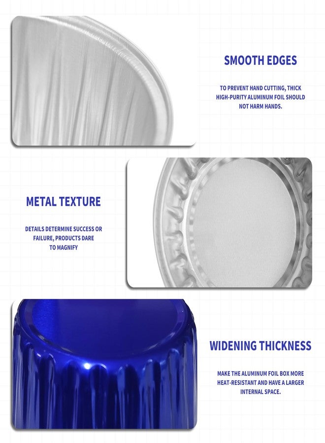 YOIYINI 4th of July 50Pcs Mini Aluminum Foil Cupcake Baking Cups,5oz Mini Cake Pans Disposable, Loaf Pans with Lids,Disposable Ramekins,Tin Cups Containers for Cupcake,Pudding,Muffin(50, Blue) - Image 3