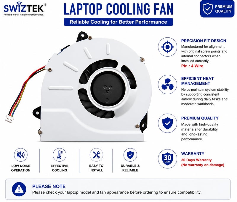 Swiztek Laptop Internal CPU Cooling Fan for Lenovo G50-70 G50-30 G50-80 G50-40 - Image 3