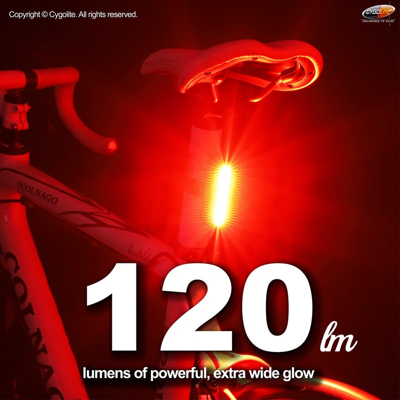 Cygolite Hotrod â€“ 120 Lumen Bike Tail Light - 7 Night & Daytime Modesâ€“ Wide Beam COB LEDs â€“ IP64 Water Resistant â€“ USB Rechargeableâ€“Great for Busy Roads, Black, Red, Compact - Image 2