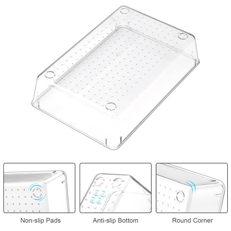 Versatile Modular Drawer Organizer Trays for Custom Layouts, a Multi-Purpose Interlocking Storage System for Home, Office, and Vanity Use - 25 Piece Set - Clear - Image 4