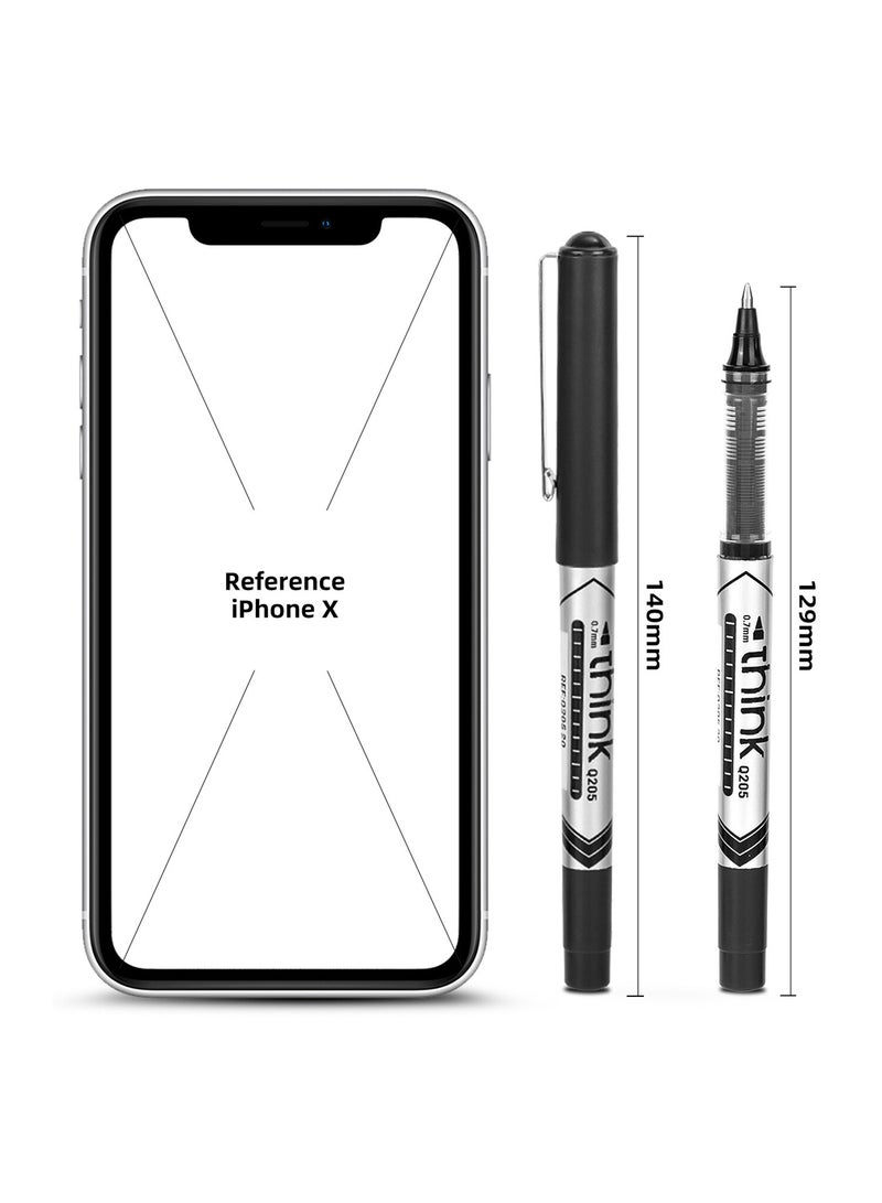 Deli Black Rollerball Pen 0.7mm , Non-Toxic , Smooth Writing for Note Taking , Journaling , Drawing , Pack of 12 Pens  - Image 3