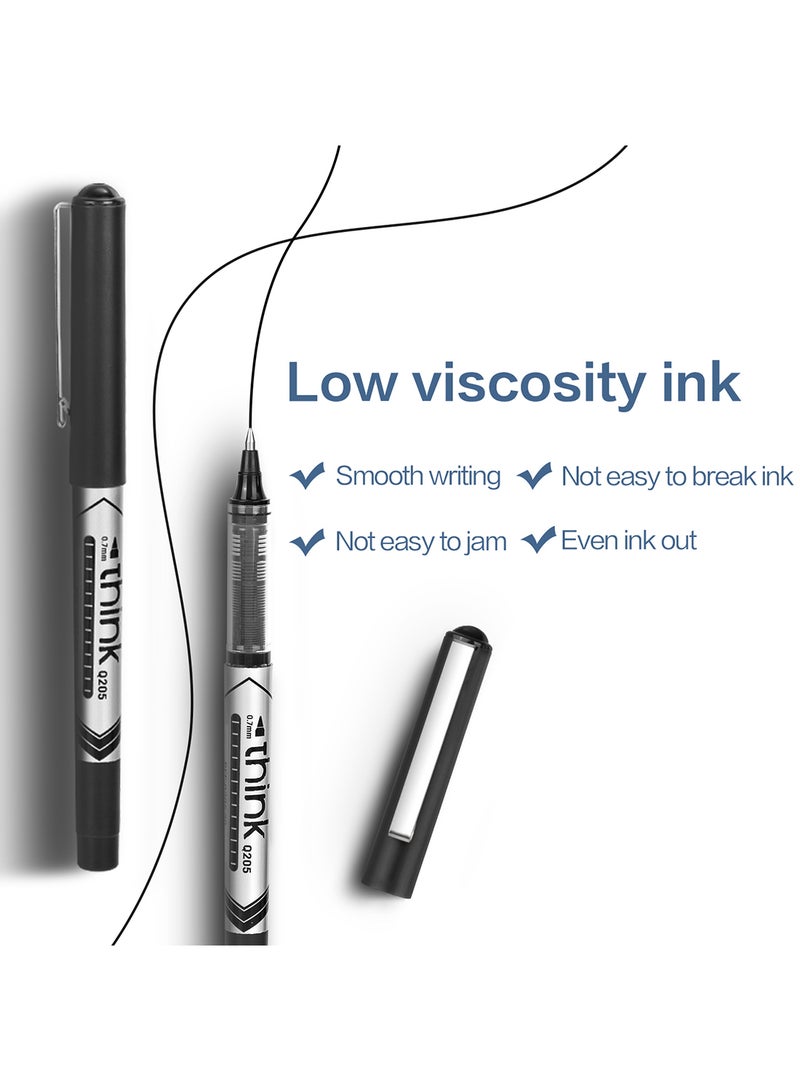Deli Black Rollerball Pen 0.7mm , Non-Toxic , Smooth Writing for Note Taking , Journaling , Drawing , Pack of 12 Pens  - Image 4