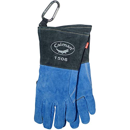 Caiman Premium Split Cowhide MIG/Stick Welding Gloves, Fleece Lining, Kontour Design, Kevlar Stitching, Blue/Black, Large (1506) - Image 5