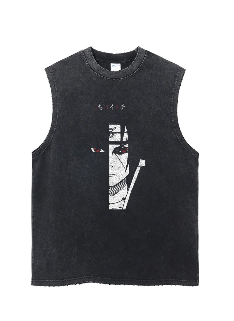 Generic - Anime Pattern Washed Sleeveless Top Vest - Image 1