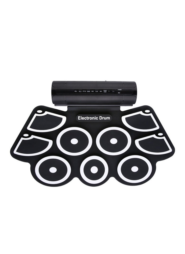 Generic - Electronic Drum Set for Kids & Adults, 9 Pads Roll Up Electric Drum Kit,2 Built-in Speaker, Headphone Jack, Portable Digital Midi Practice Drum Pad for Kids Beginners - Image 1