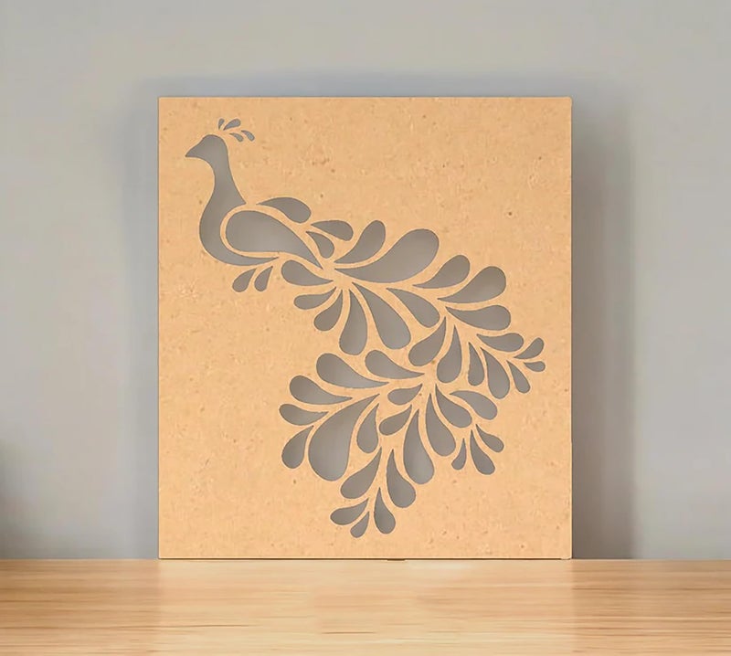 Cliths Wooden Peacock Stencil for Wall Painting Diwali Rangoli Mandala Art DIY Craft Projects Home Decor Stencil Template - Image 1