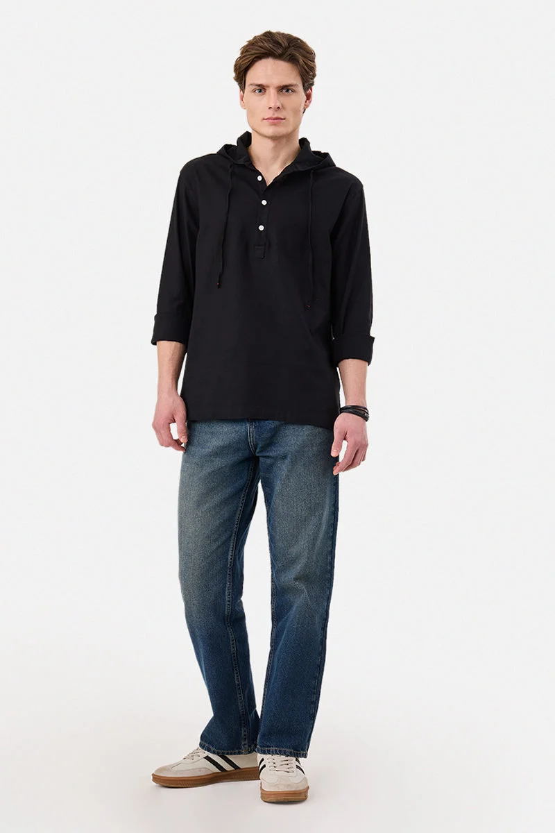 SNITCH Hooded Linen Blend Shirt