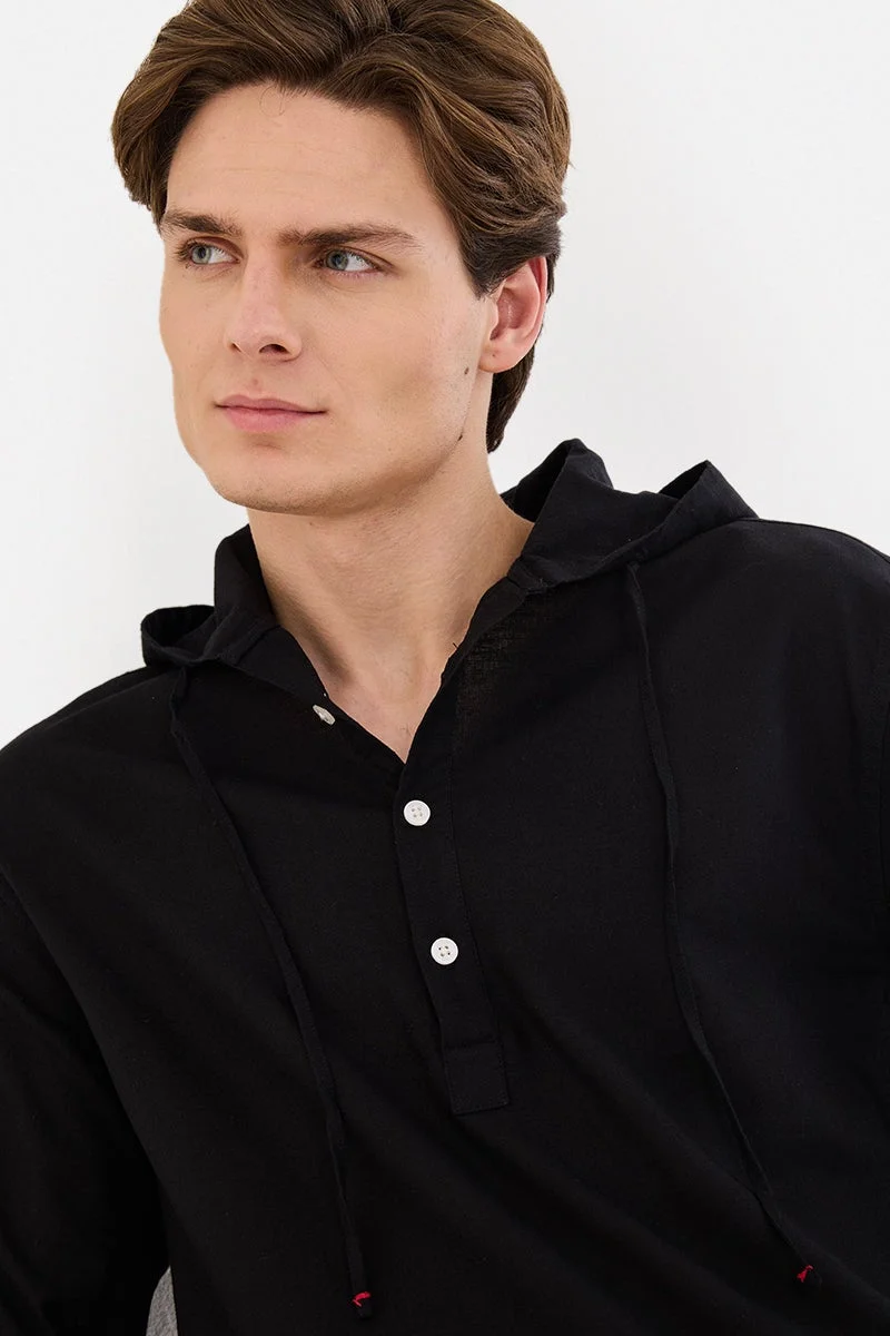 سنيتش قميص كتان بغطاء رأس