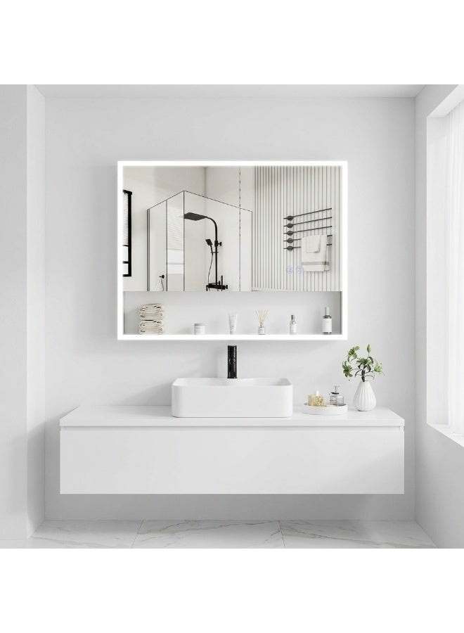 LED Bathroom Medicine Cabinet with Mirror and Dimmer, 32x24 Inch - Image 3