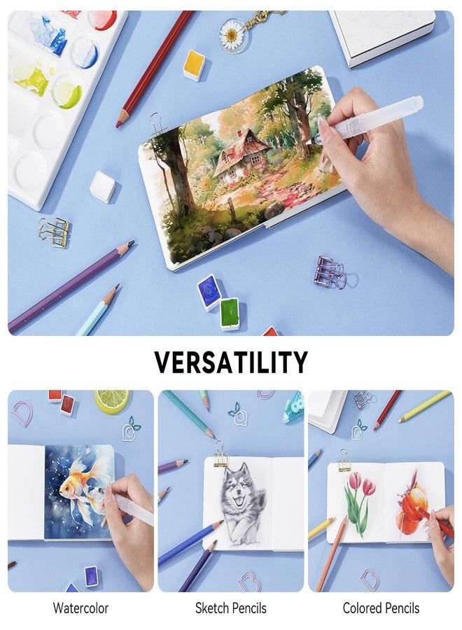 Lightwish 2 Pack Square Watercolor Journal, 100% Cotton Hot Press Watercolor Paper,140lb/300gsm Acid-Free,48 Sheets 3.94x3.94” Small Sketchbook for Adults, Students, and Kids - Image 2