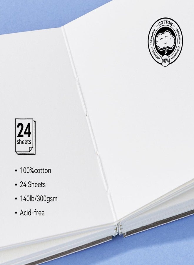 Lightwish 2 Pack Square Watercolor Journal, 100% Cotton Hot Press Watercolor Paper,140lb/300gsm Acid-Free,48 Sheets 3.94x3.94” Small Sketchbook for Adults, Students, and Kids - Image 4