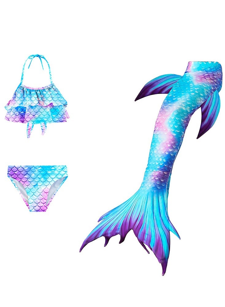 VUCATIN Mermaid Princess Dress up Girls Mermaid Dress Mermaid Swimsuit Girls Party Cosplay Princess Birthday Dress Kids Costume Cosplay Mermaid Skirt Accessorized Wreath Necklace Earrings and Bracelet (GB65) - Image 4