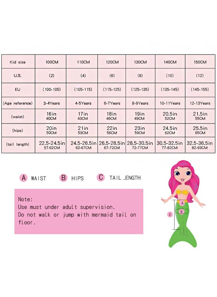 VUCATIN Mermaid Princess Dress up Girls Mermaid Dress Mermaid Swimsuit Girls Party Cosplay Princess Birthday Dress Kids Costume Cosplay Mermaid Skirt Accessorized Wreath Necklace Earrings and Bracelet (GB65) - Image 5