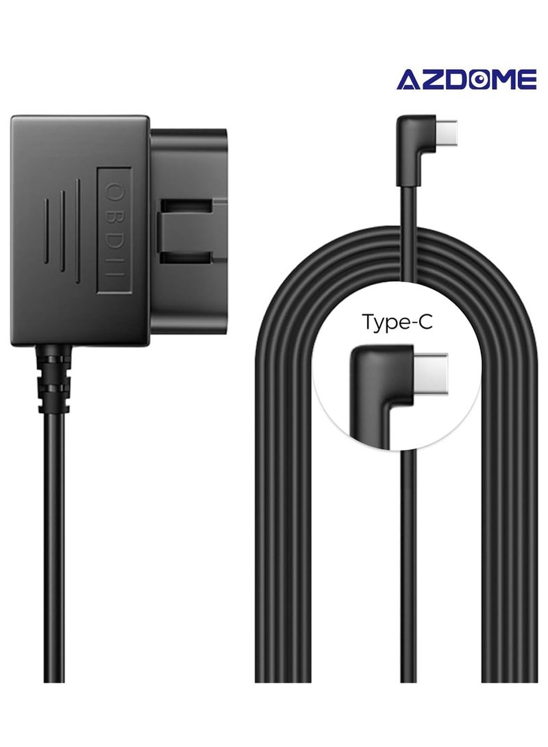 أزدوم مجموعة توصيل OBD بمدخل Type C لكاميرا لوحة القيادة، سهلة التركيب، تدعم وضع الانتظار، كابل طاقة بطول 11 قدم 12V-24V إلى 5V لكاميرا السيارة مع مدخل Type C، حماية من انخفاض الجهد - Image 1