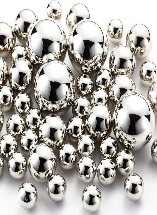 NOTCHIS 50 Pcs Silver Faux Pearls No Hole Plastic Beads Centerpieces Vase Filler Decorations, Ideal for Wedding Table Reception Birthday Party Holding Makeup Brushes Home Decor (Size:14/20/30mm) - Image 1