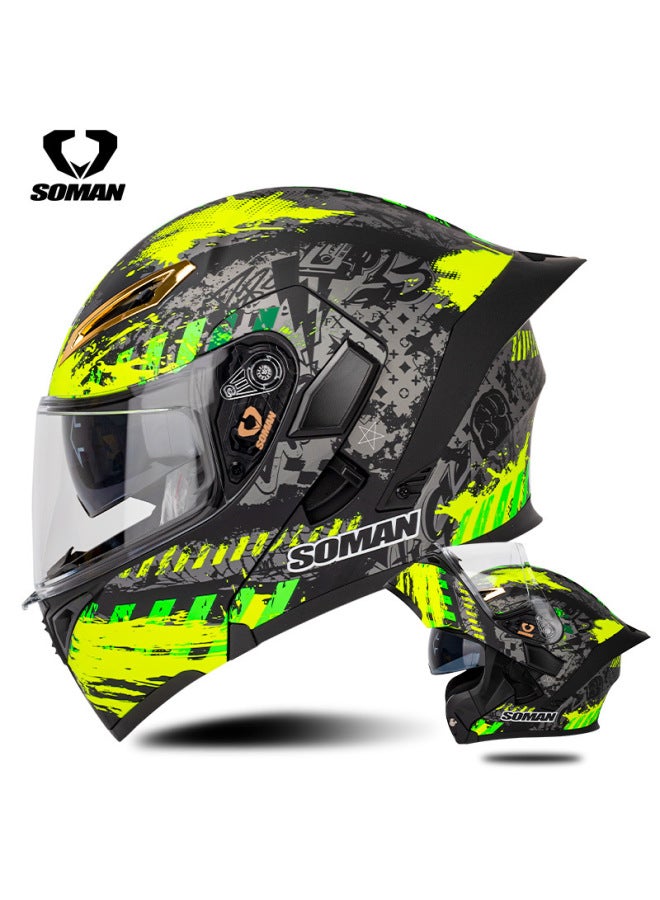 Black Fluorescent Yellow Spark Soman Adult Open-face Helmet Cycling Sports Full-face Helmet Suitable For Men And Women Protective Electroplating Model