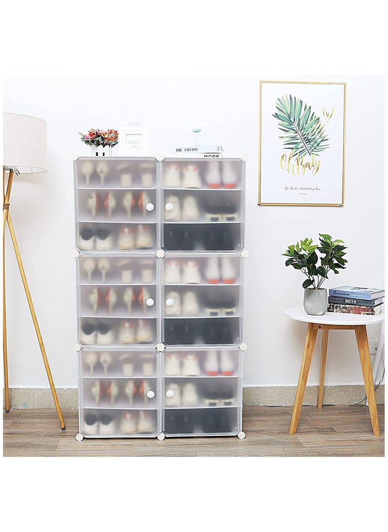 Arabest Premium Shoe Rack Storage Organizer, Expandable Stackable Shoe Cabinet Shelves, White Closet Shoe Racks With Doors For Entryway, Hallway 36 Pairs Of Shoe 139X84X32 Cm - Image 4