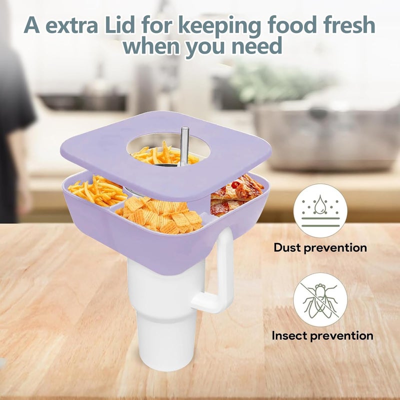 Zonyee Snack Bowl with Cover for Stanley 40oz Tumbler with Handle Silicone Snack Tray Snack Ring for Stanley Cup Accessories Suitable for Car Cup Holder or Outdoor Orchid - Image 3