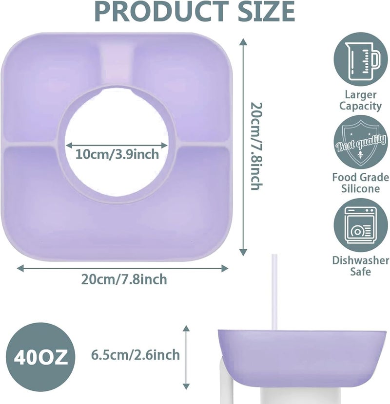 Zonyee Snack Bowl with Cover for Stanley 40oz Tumbler with Handle Silicone Snack Tray Snack Ring for Stanley Cup Accessories Suitable for Car Cup Holder or Outdoor Orchid - Image 5