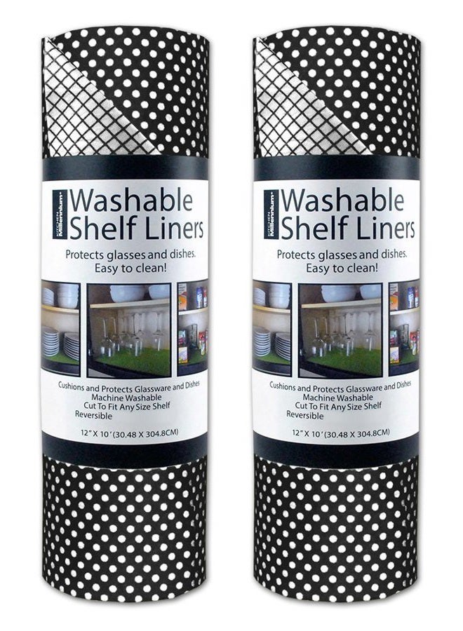 DII Fridge & Shelf Liner Collection Non-Adhesive, Cut to fit, Machine Washable, 12x20, Black Dots, 2 Piece - Image 1