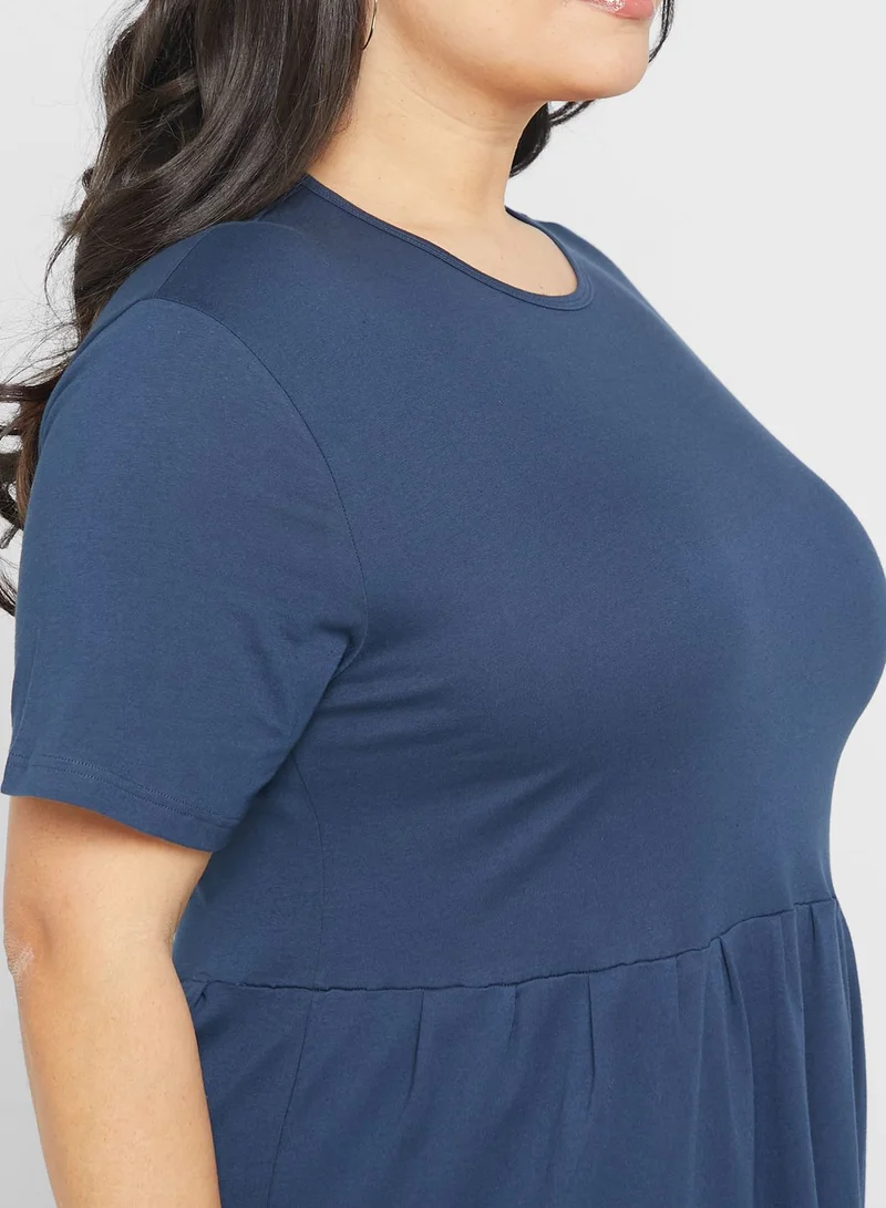 Ginger Plus Pleated T-Shirt Midi Dress