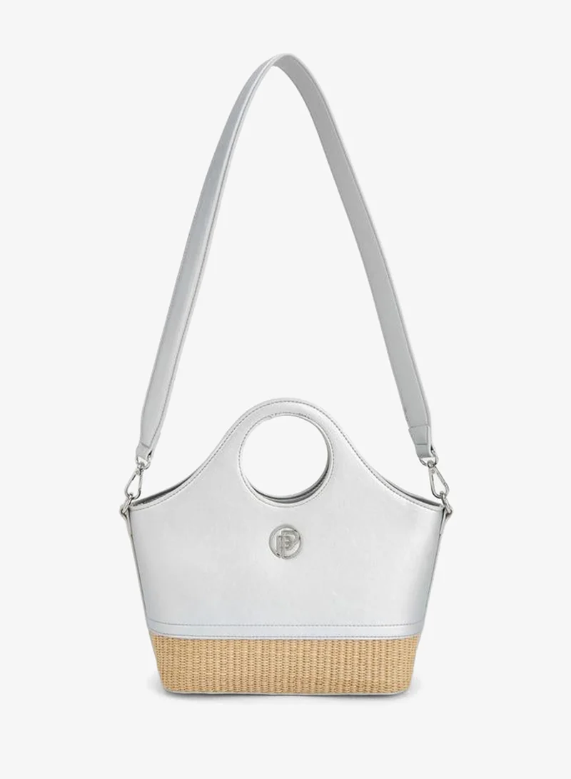 ببرمنة Textured Tote Bag With Zip Closure