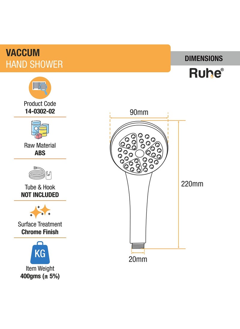 RUHE Ruhe Vaccum ABS Multi Flow Hand Shower Only Hand Shower for Bathroom Handheld Shower for Bathroom Chrome Finish  - Image 2