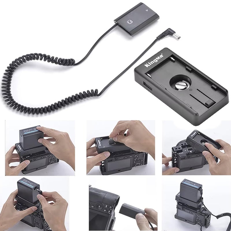KingMa NP-FZ100 DC Coupler Dummy Battery with NP F-970 Power Adapter Plate System kit Compatible for Sony ILCE-9/A7M3/A7R3/A9 - Image 1