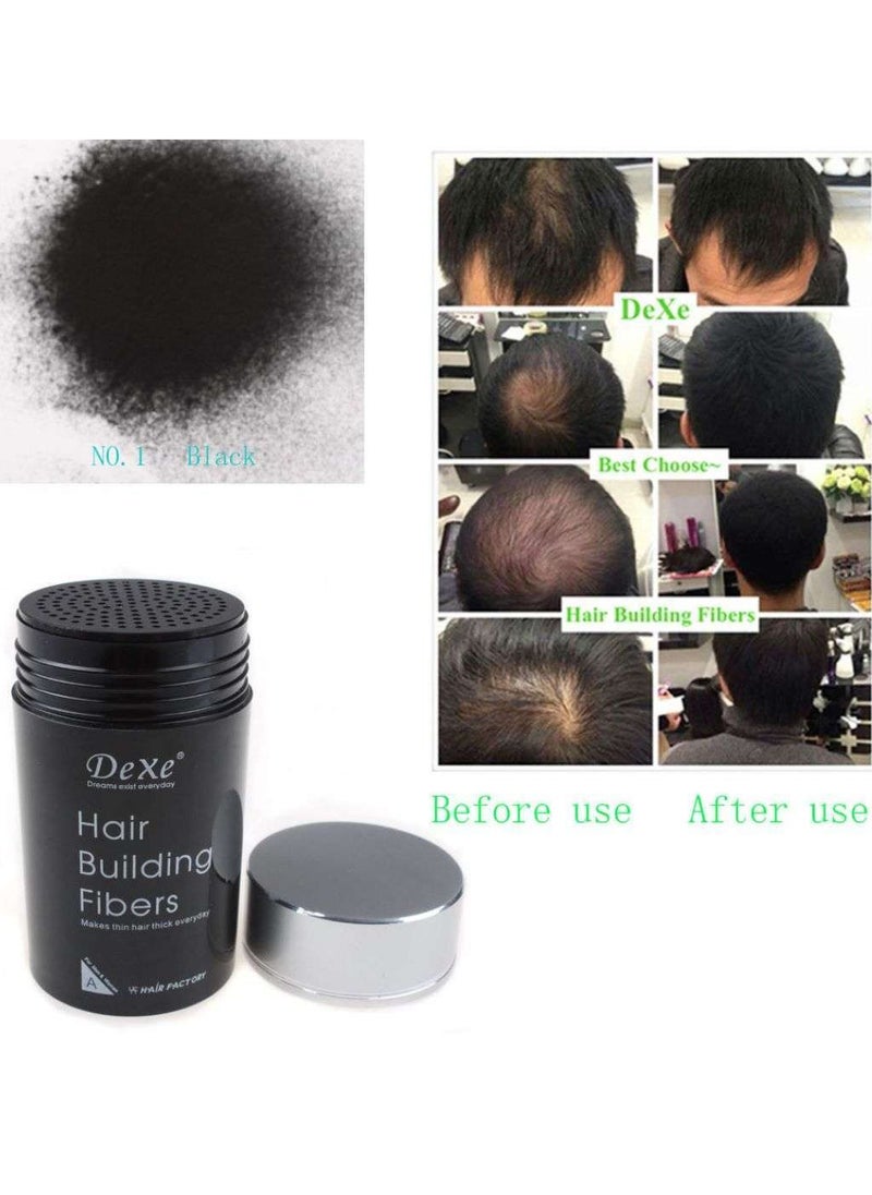 Dexe 2pcs Hair Building Fibers Instantly Conceal Hair Loss Natural Thickening Fibers Fast and Quick Fiber Powder Hair Shadow Powder Hair Root Concealer Black 01  - Image 2